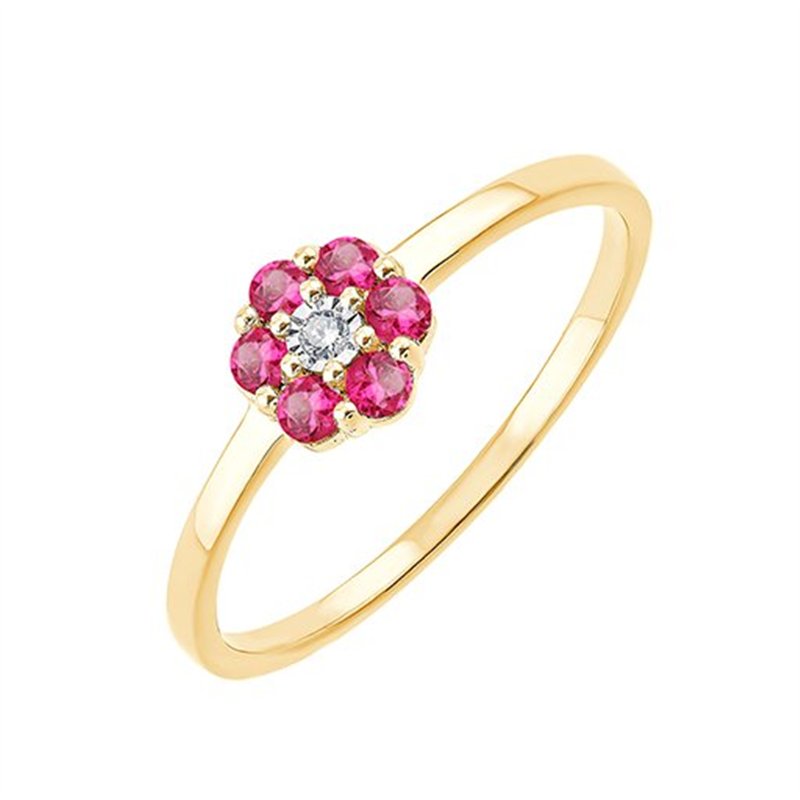 Bague rubis et diamant en or 9 carats