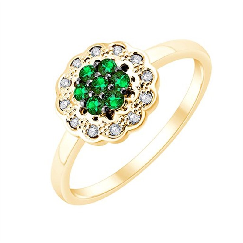 Bague émeraude et diamant en or 9 carats