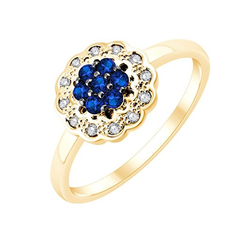 Bague saphir et diamant en or 9 carats