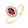 Solitaire entouré rubis et diamant en or 9 carats