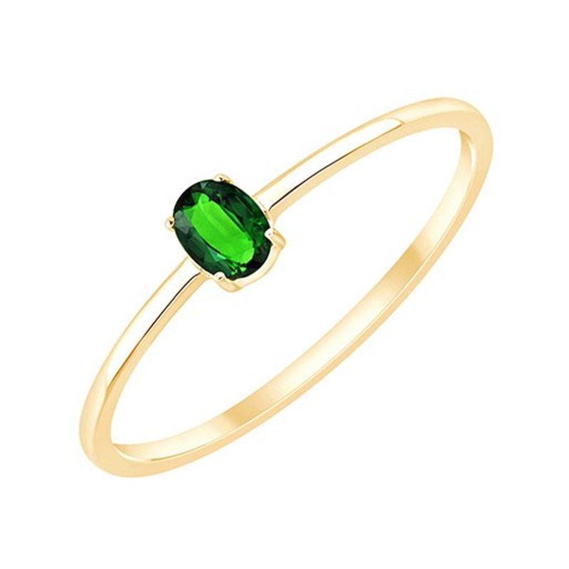 Solitaire pierre précieuse et émeraude en or 9 carats