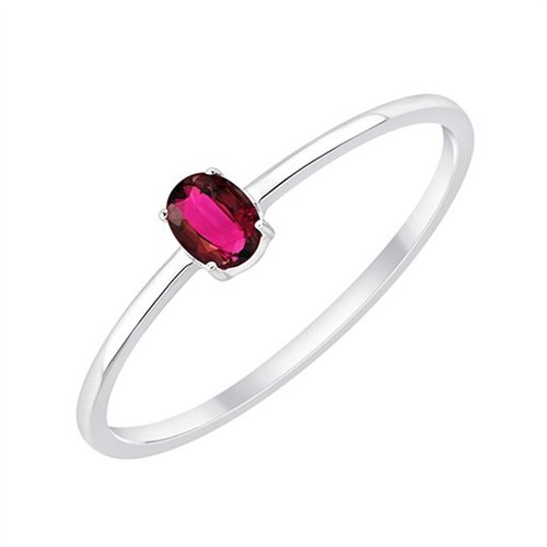 Solitaire pierre précieuse et rubis en or 9 carats