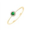 Solitaire entouré émeraude et diamant en or 9 carats