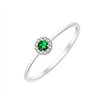 Solitaire entouré émeraude et diamant en or 9 carats
