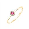 Solitaire entouré serti clos rubis et diamant en or 9 carats
