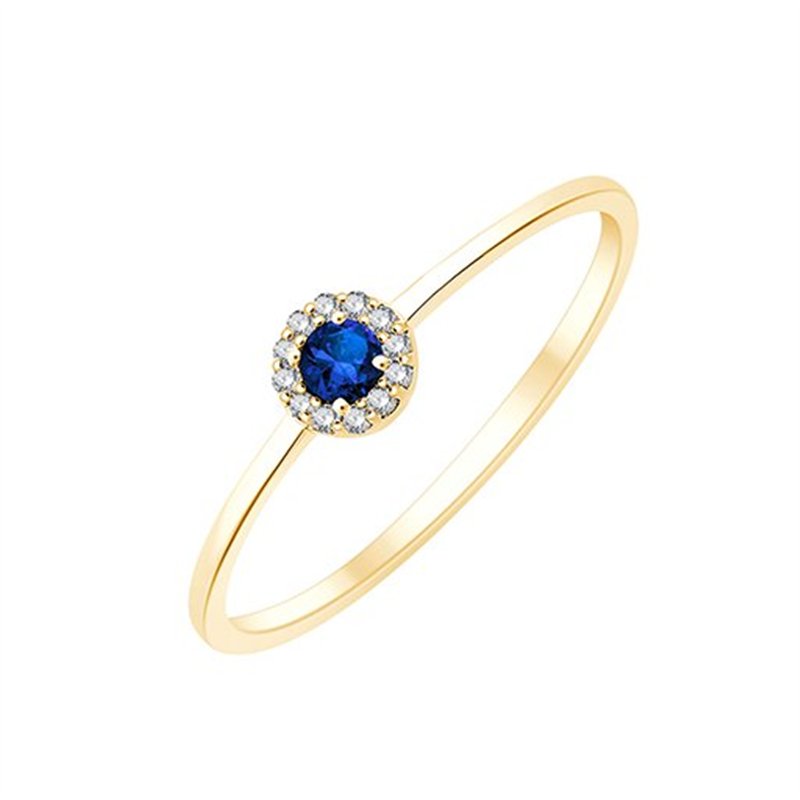 Solitaire entouré saphir et diamant en or 9 carats