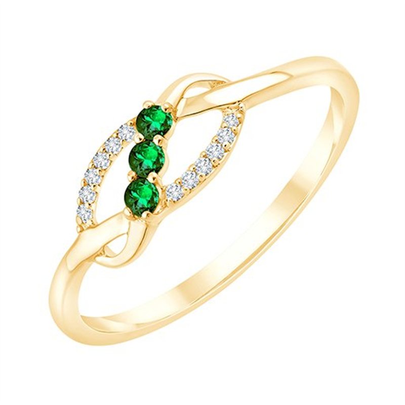 Bague émeraude et diamant en or 9 carats