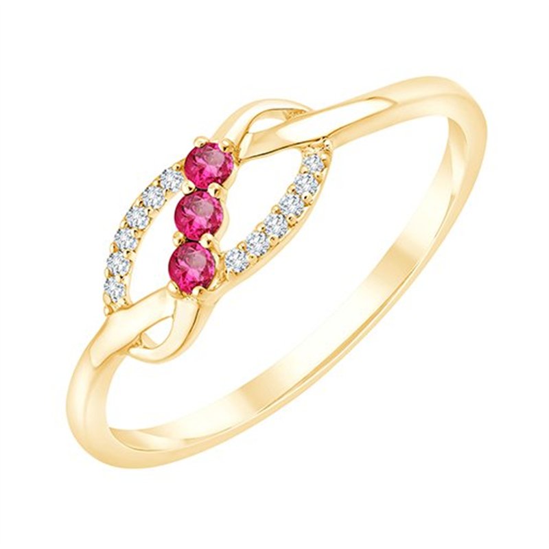 Bague rubis et diamant en or 9 carats
