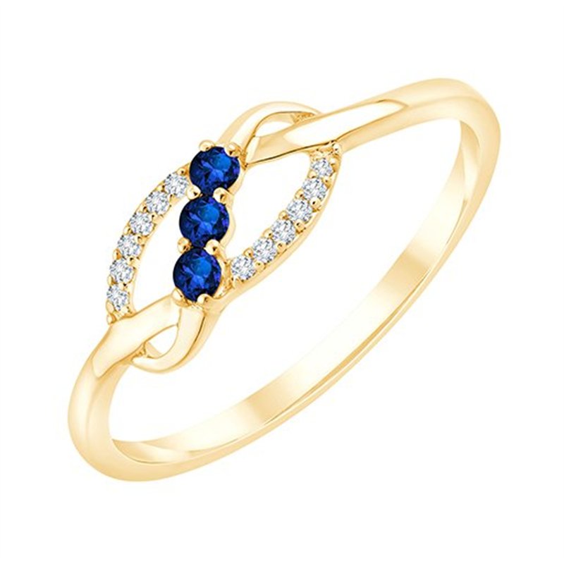 Bague saphir et diamant en or 9 carats