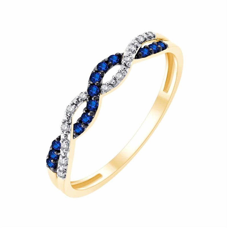 Bague saphir et diamant en or 9 carats