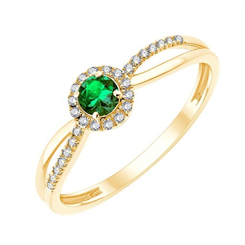 Bague émeraude et diamant en or 9 carats