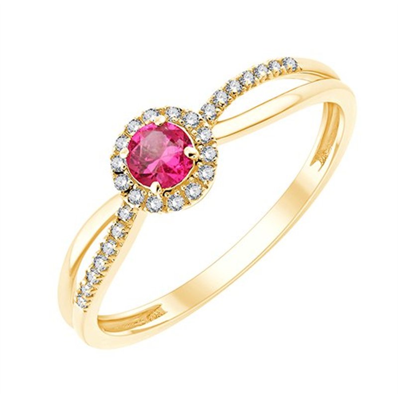 Bague rubis et diamant en or 9 carats