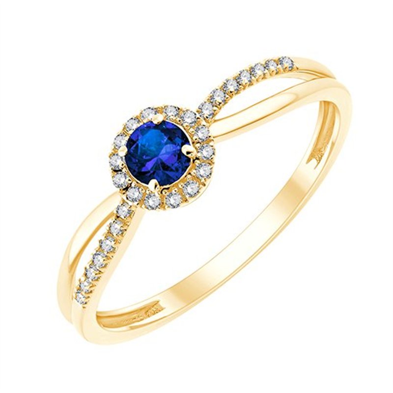 Bague saphir et diamant en or 9 carats