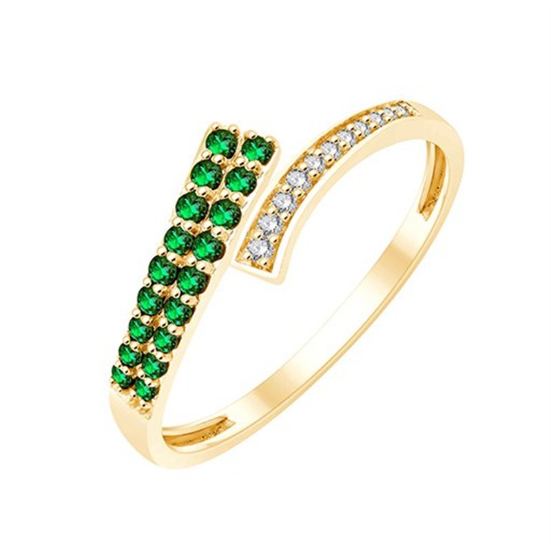 Bague émeraude et diamant en or 9 carats