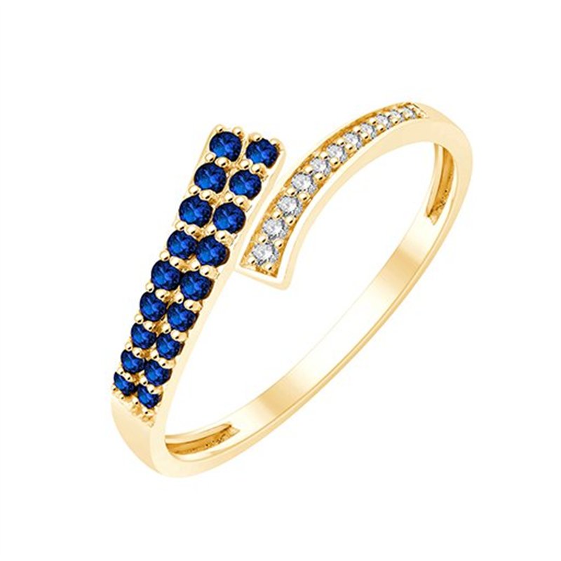 Bague saphir et diamant en or 9 carats