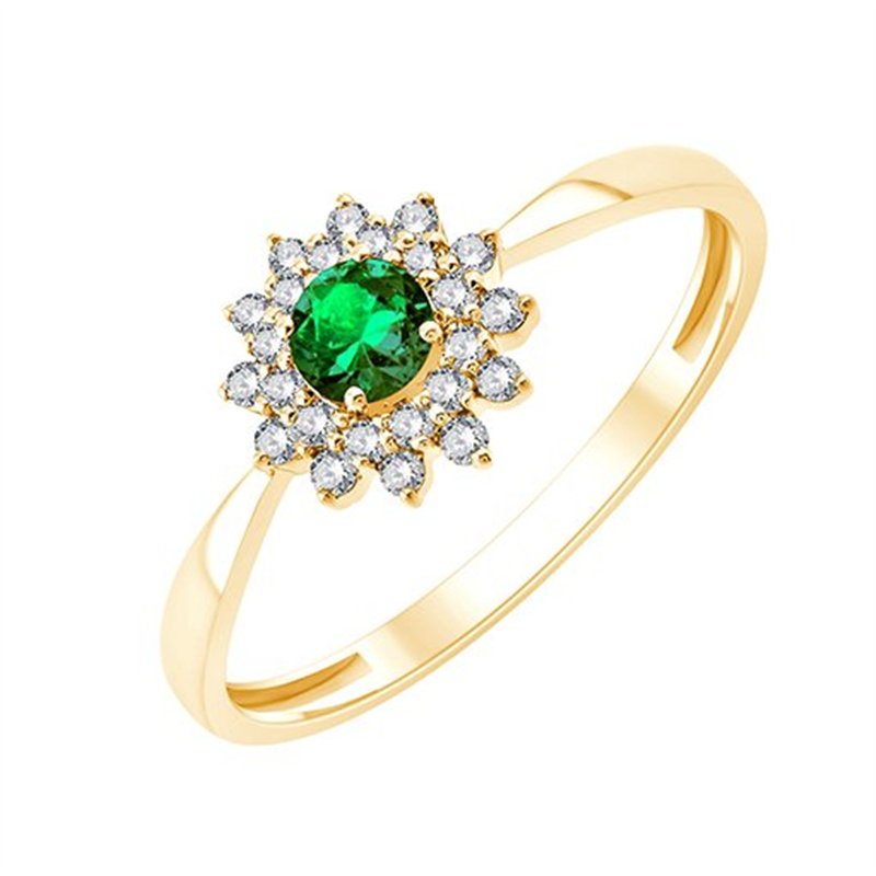 Bague émeraude et diamant en or 9 carats
