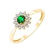 Bague émeraude et diamant en or 9 carats