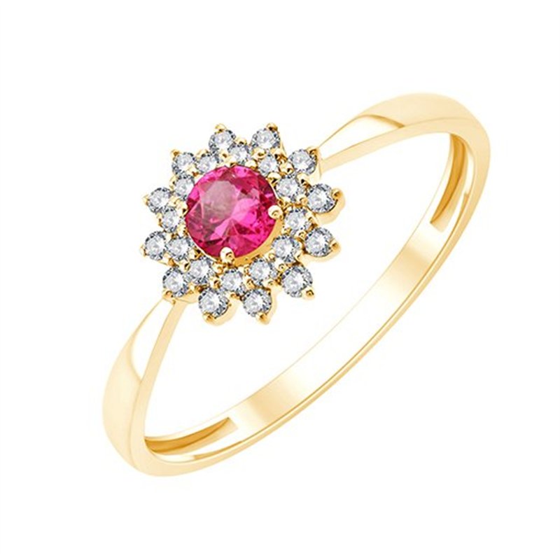 Bague rubis et diamant en or 9 carats