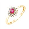 Bague rubis et diamant en or 9 carats