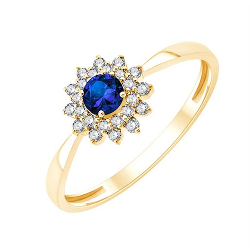 Bague saphir et diamant en or 9 carats