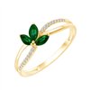 Bague émeraude et diamant en or 9 carats