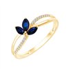 Bague saphir et diamant en or 9 carats