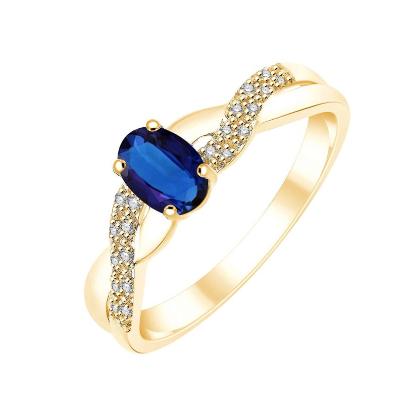 Bague saphir et diamant en or 9 carats