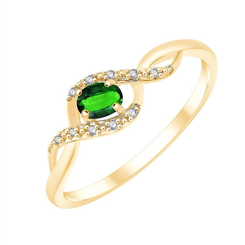 Bague émeraude et diamant en or 9 carats