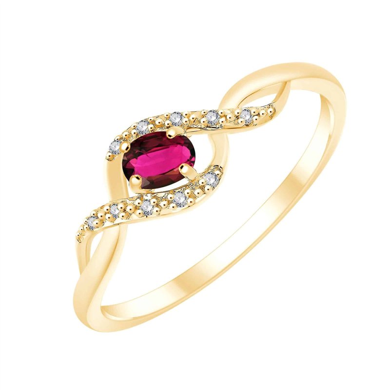 Bague rubis et diamant en or 9 carats