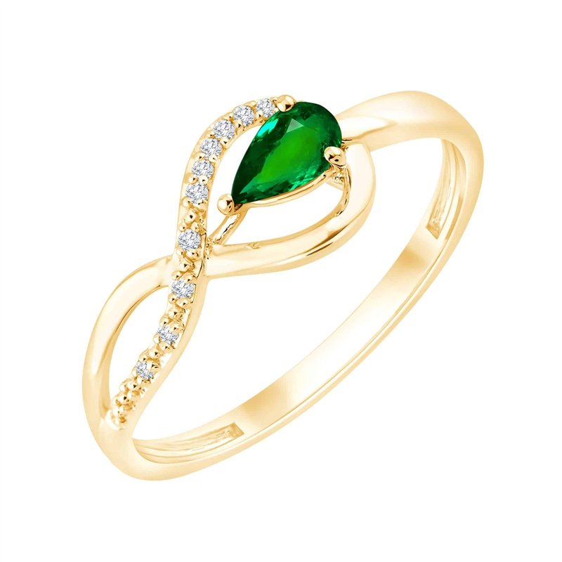 Bague émeraude et diamant en or 9 carats