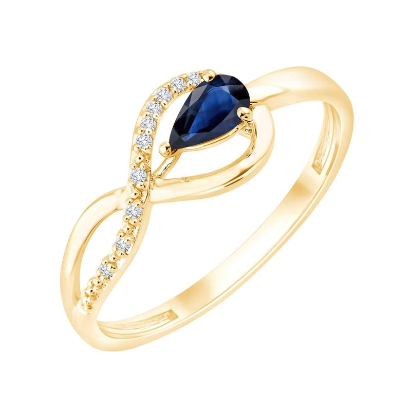 Bague saphir et diamant en or 9 carats