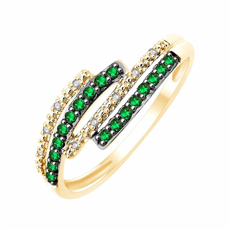 Bague émeraude et diamant en or 9 carats