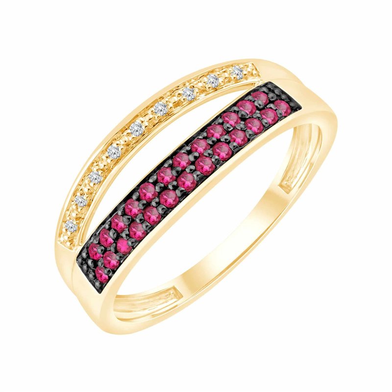 Bague rubis et diamant en or 9 carats