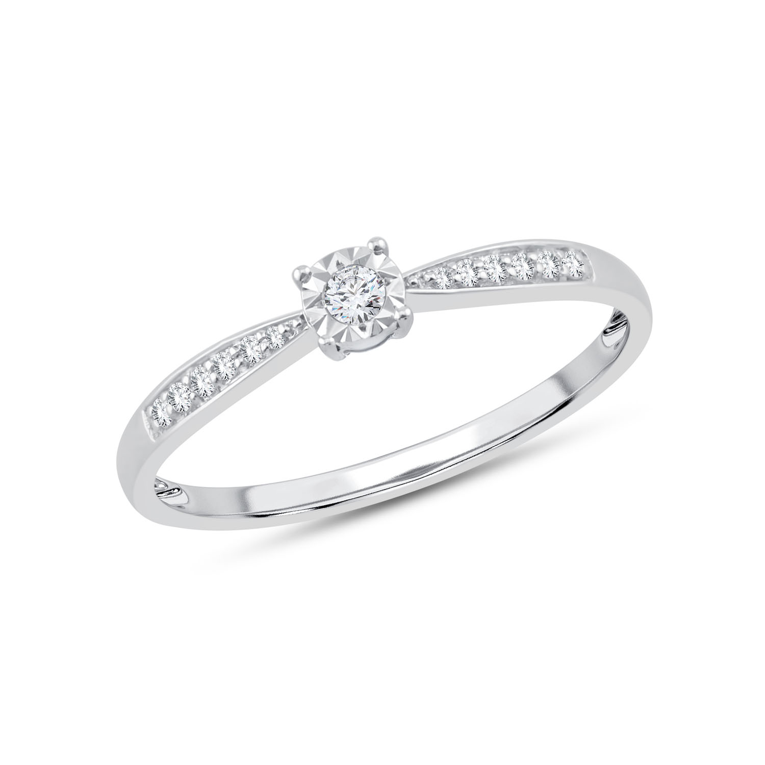 Solitaire accompagné toi et moi diamant en or 9 carats