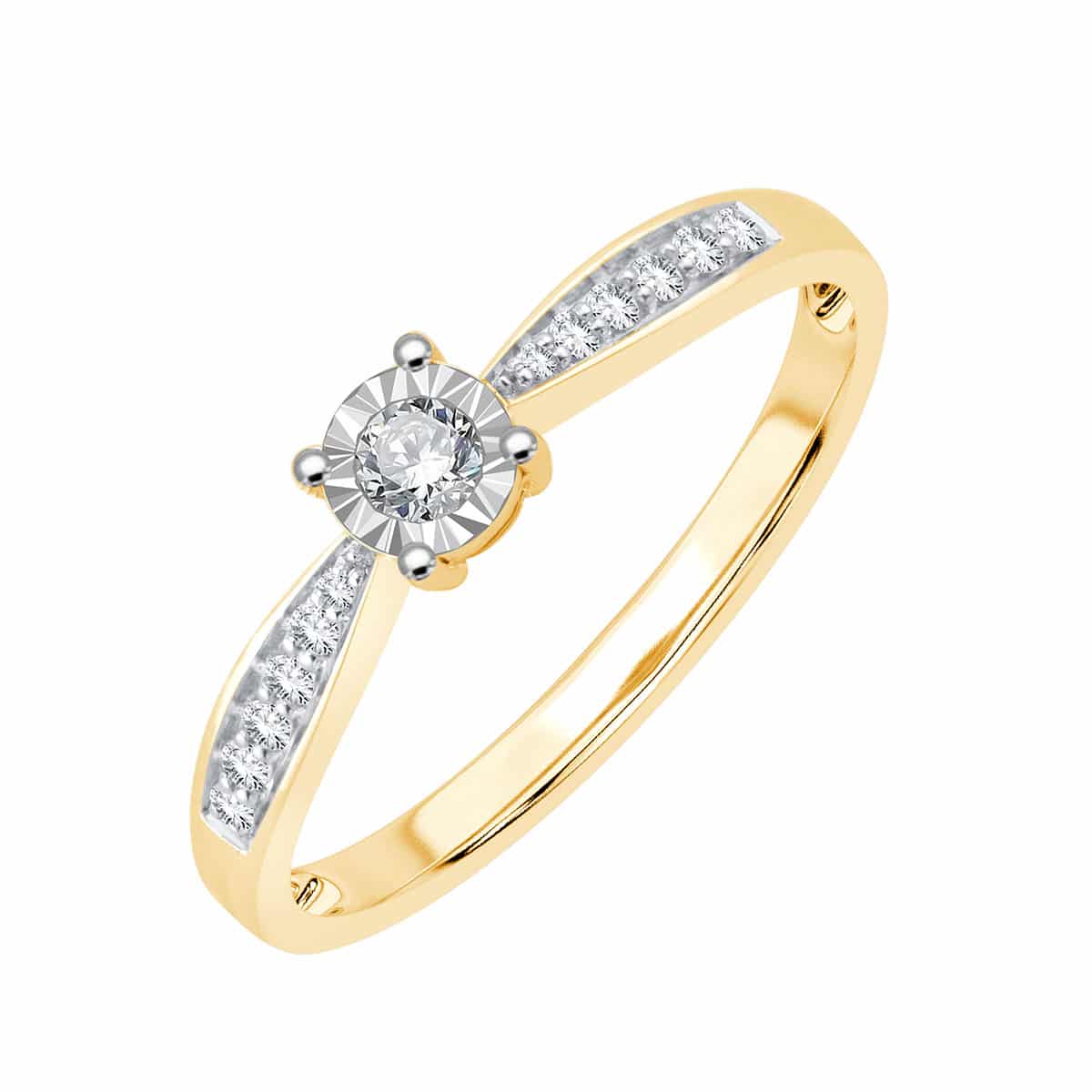 Solitaire accompagné diamant en or 9 carats