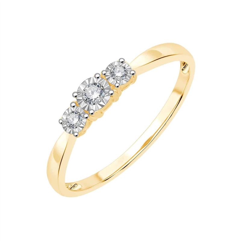 Bague trilogie diamant en or 9 carats
