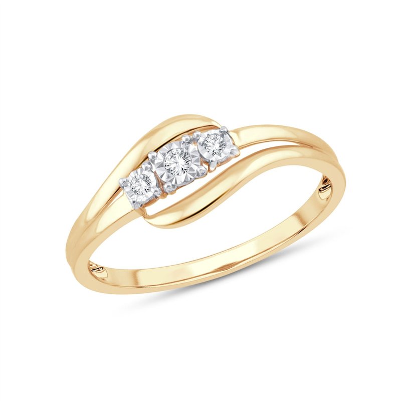 Bague trilogie diamant en or 9 carats
