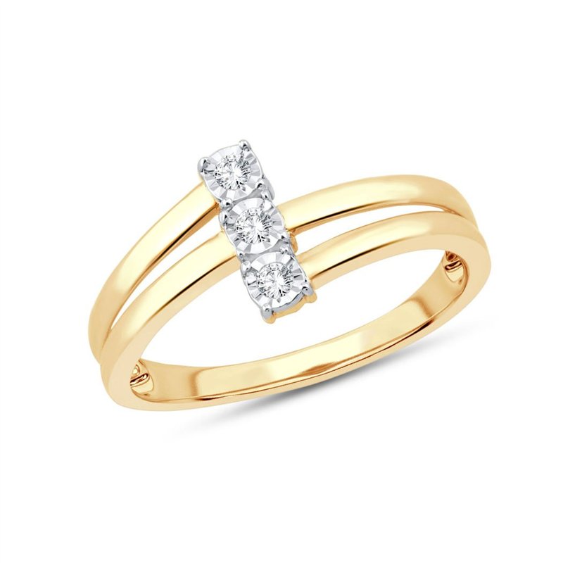 Bague trilogie diamant en or 9 carats