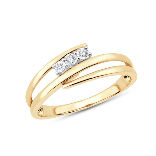 Bague trilogie diamant en or 9 carats