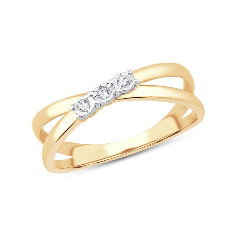 Bague trilogie diamant en or 9 carats