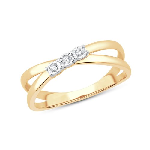 Bague trilogie diamant en or 9 carats