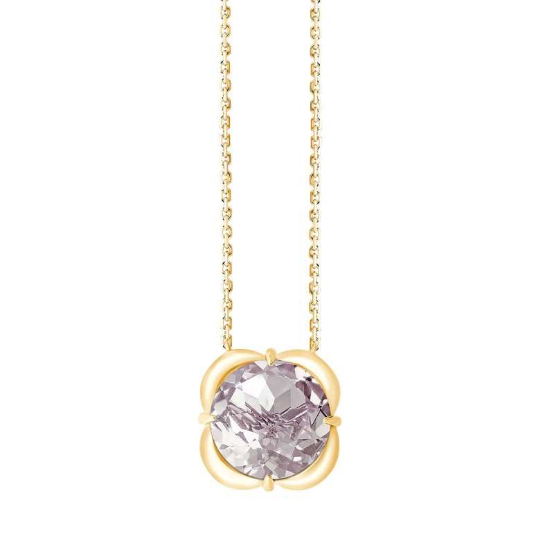 Collier Kalista serti clos pierre fine en or 9 carats