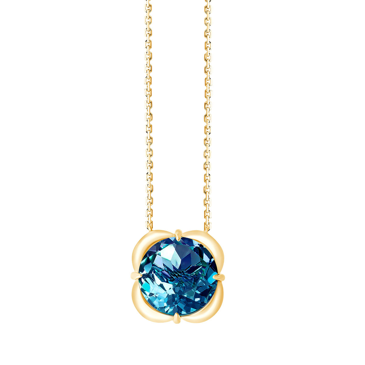 Collier Kalista serti clos pierre fine en or 9 carats