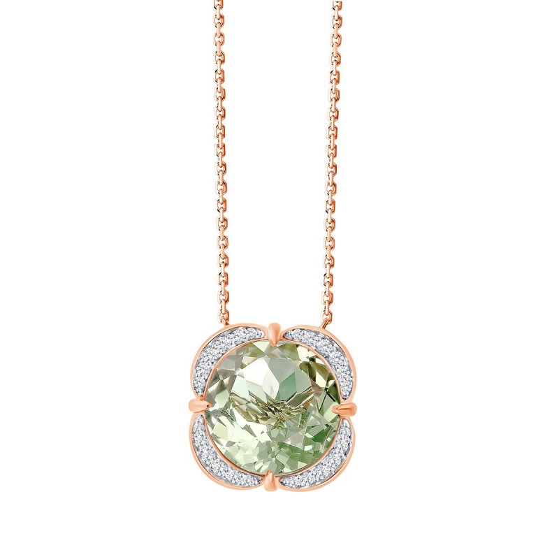 Collier Kalista serti clos pierre fine et diamant en or 18 carats