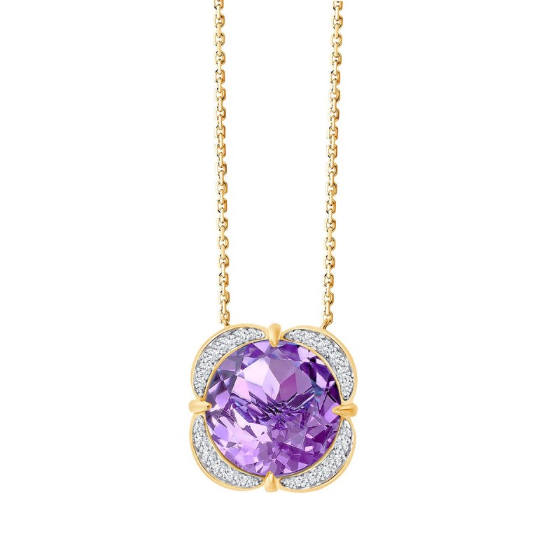 Collier Kalista toi et moi pierre fine et diamant en or 18 carats