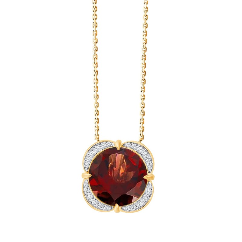 Collier Kalista serti clos pierre fine et diamant en or 18 carats