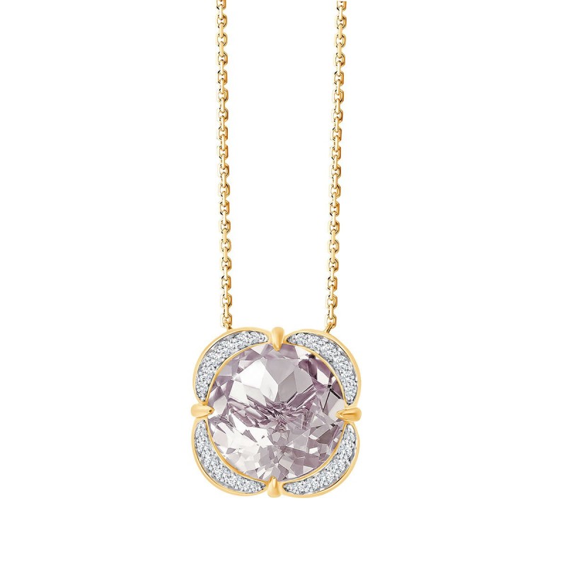 Collier Kalista serti clos pierre fine et diamant en or 18 carats