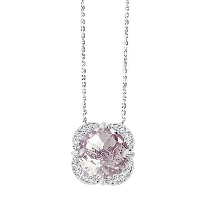 Collier Kalista serti clos pierre fine et diamant en or 18 carats
