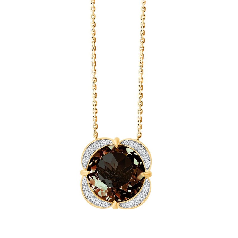 Collier Kalista toi et moi pierre fine et diamant en or 18 carats