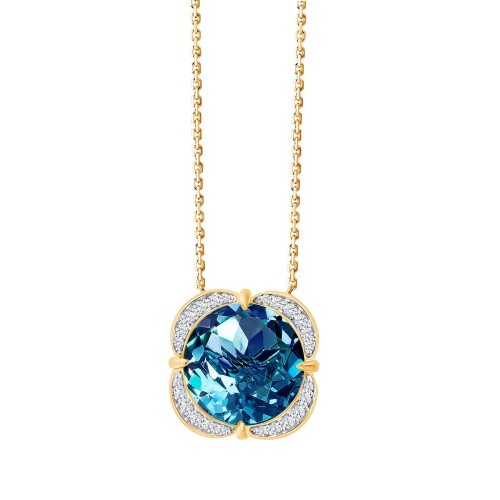 Collier Kalista serti clos pierre fine et diamant en or 18 carats